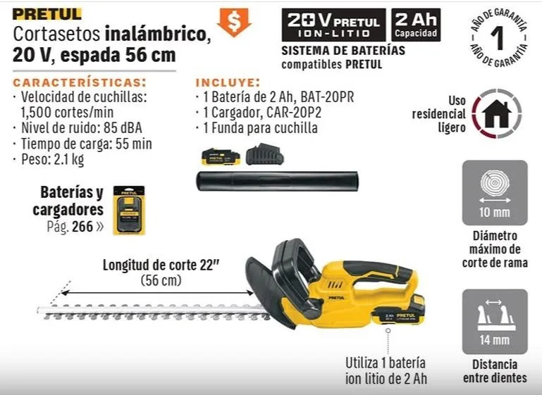 Cortasetos inalámbrico Pretul